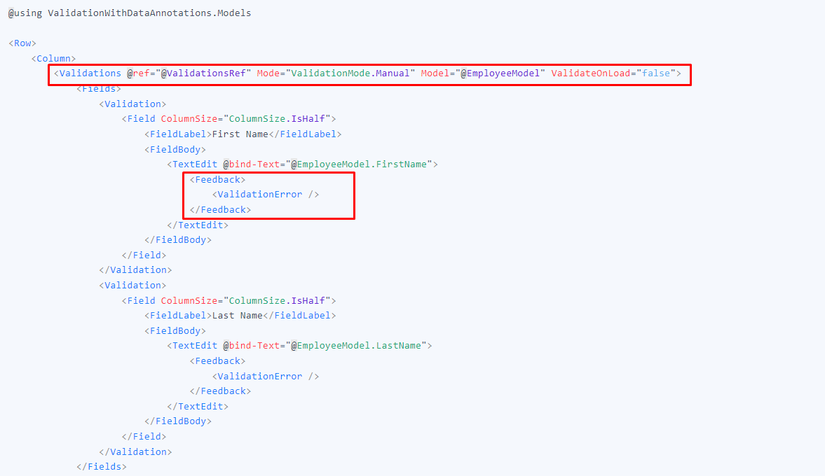 Explaining Validation Parts