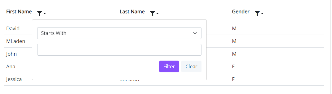 DataGrid FilterMode features